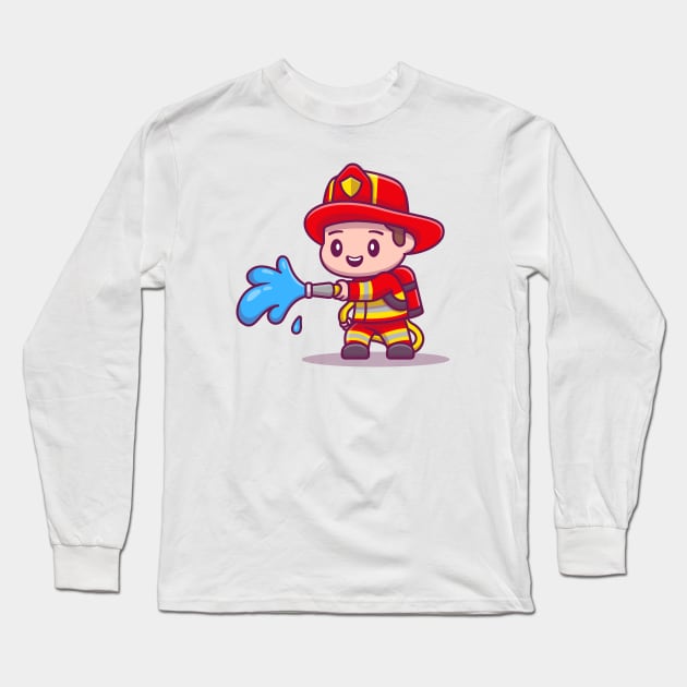 Cute Firefighter Long Sleeve T-Shirt by Catalyst Labs